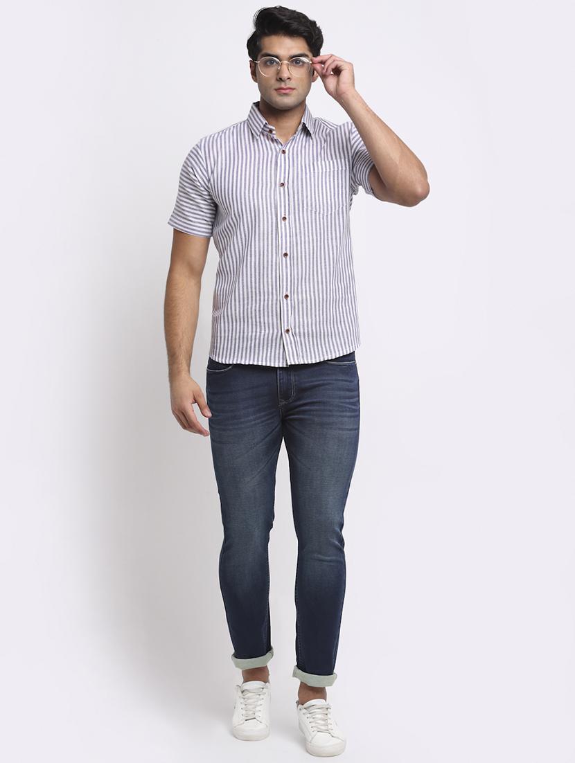mens stripes casual shirt - 18213106 - Standard Image - 3