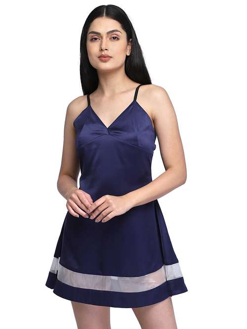navy blue solid babydoll - 18213378 -  Standard Image - 0