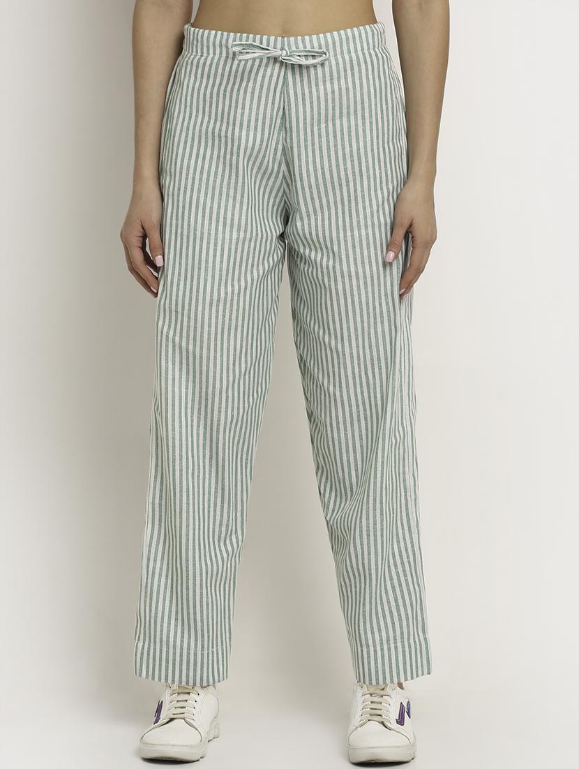 green stripe straight pant