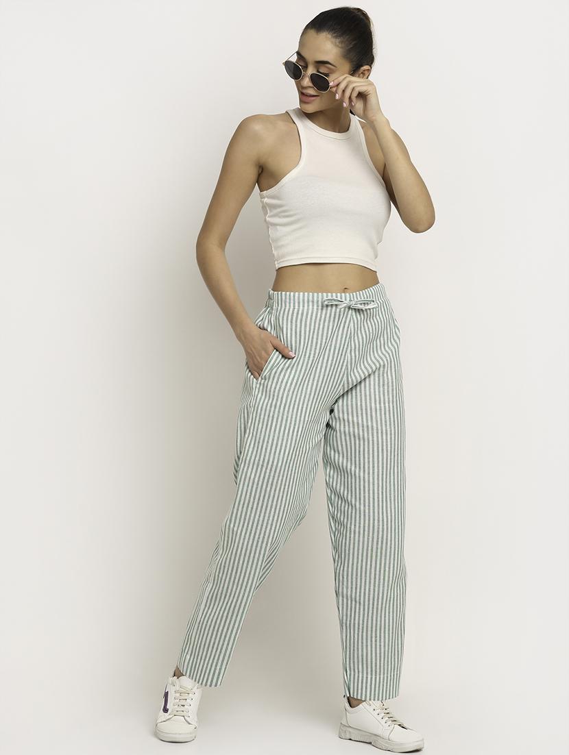 green stripe straight pant - 18213854 - Standard Image - 3