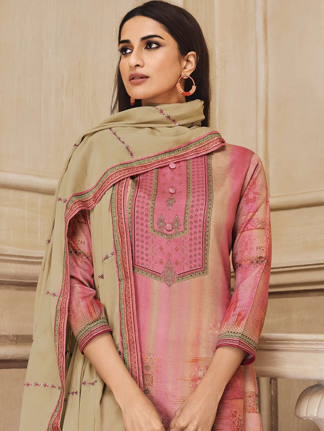 Buy online Printed Unstitched Suit Set 