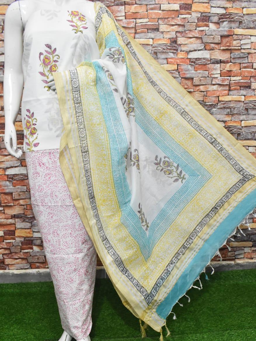 cotton suit with organza dupatta  - 18214075 -  Zoom Image - 0