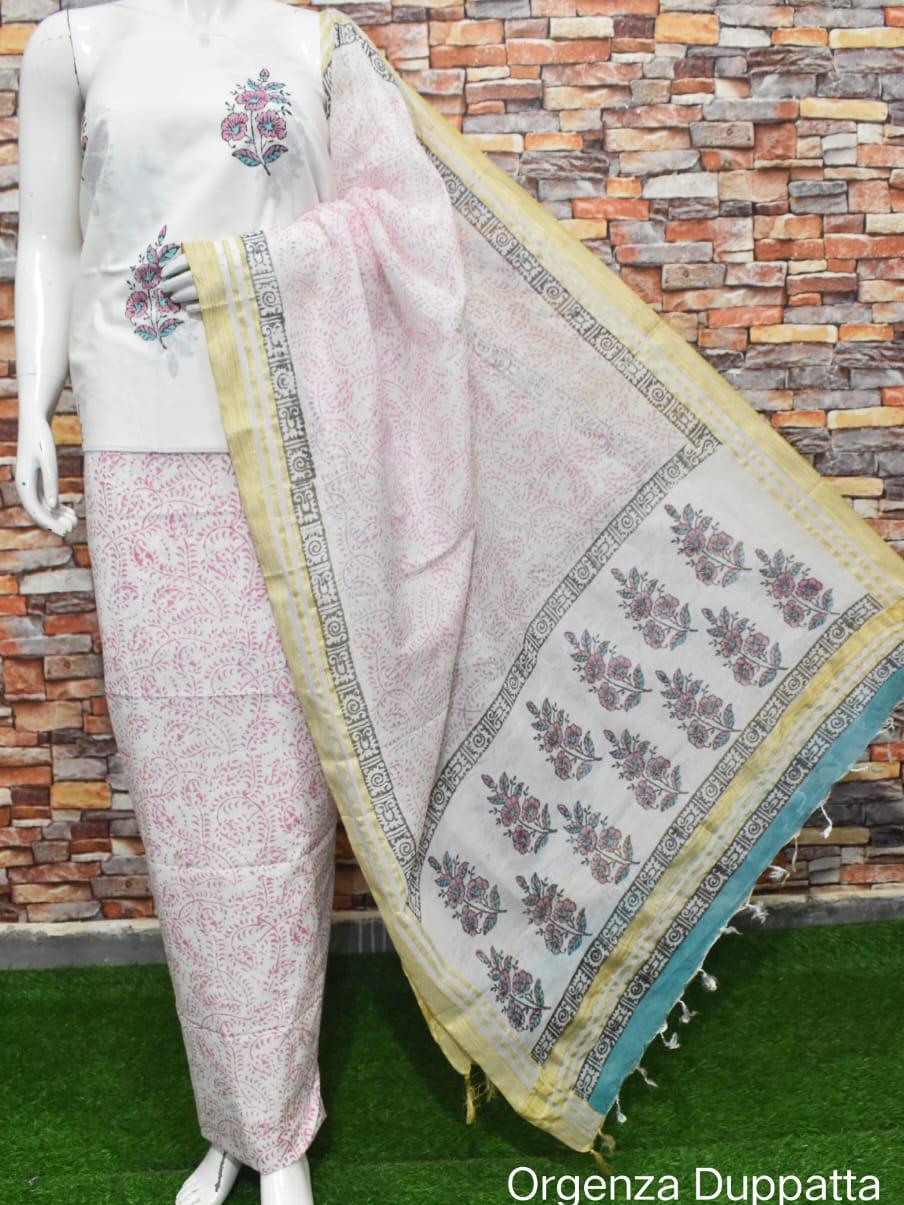 cotton suit with organza dupatta  - 18214082 -  Zoom Image - 0