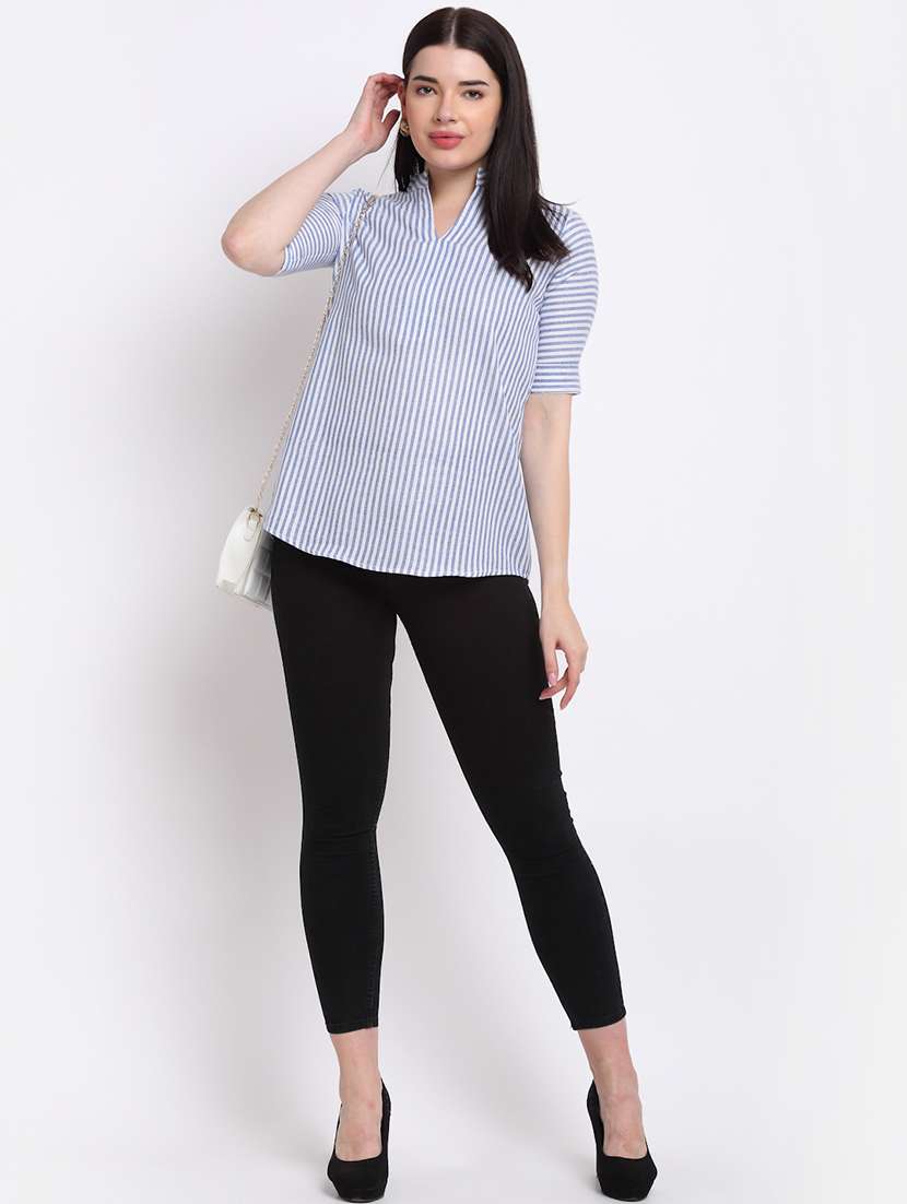 women's straight mandarin neck top - 18214111 - Standard Image - 3