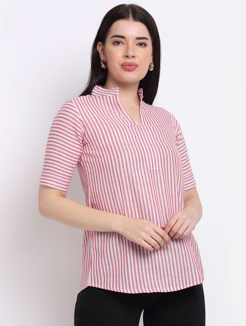 women's straight mandarin neck top - 18214116 - Zoom Image - 0