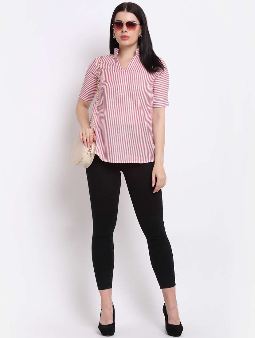 women's straight mandarin neck top - 18214116 - Standard Image - 3