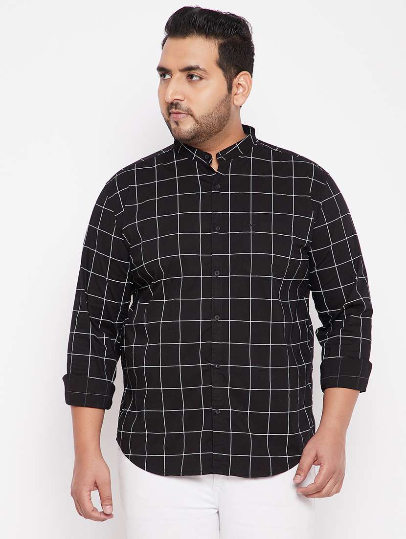 black checkered casual shirt