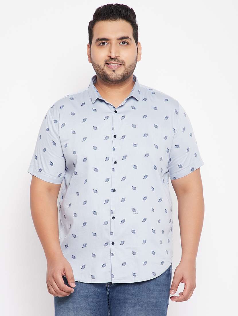 mens leaf print casual shirt