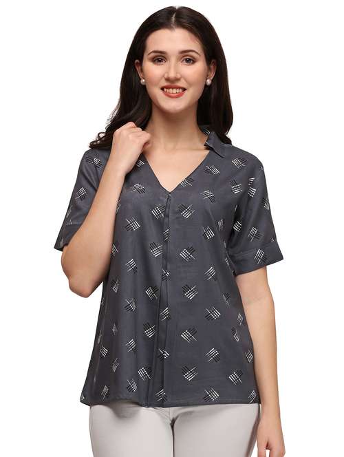 women's straight collared top - 18215614 -  Standard Image - 0