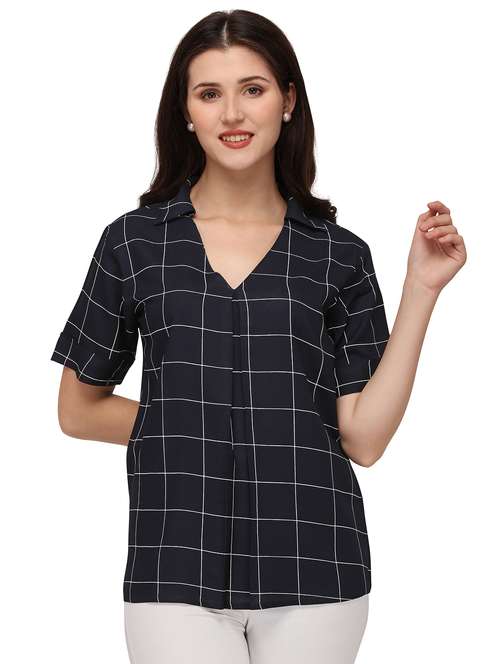 women's straight collared top - 18215617 - Standard Image - 0