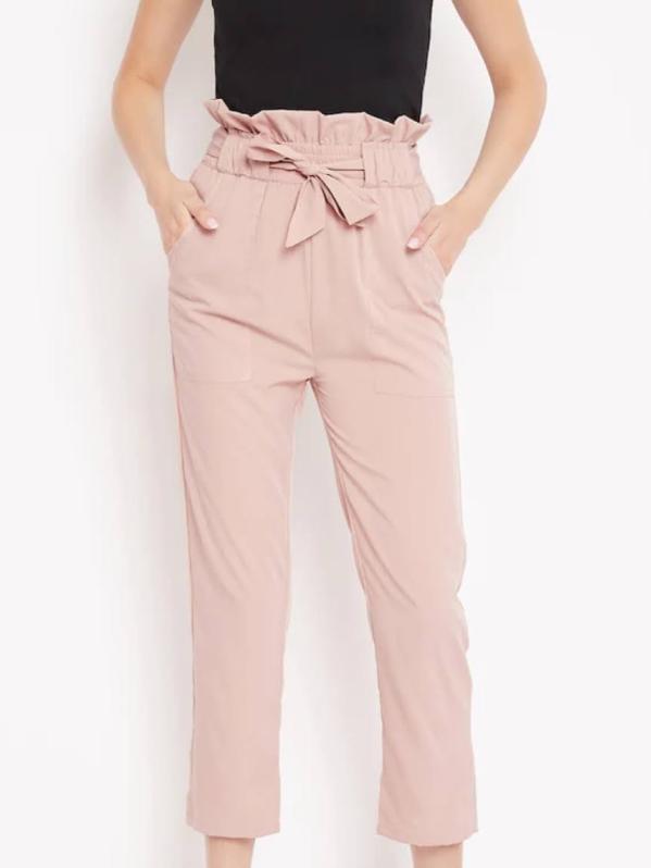 pink crepe trousers - 18216026 - Zoom Image - 0