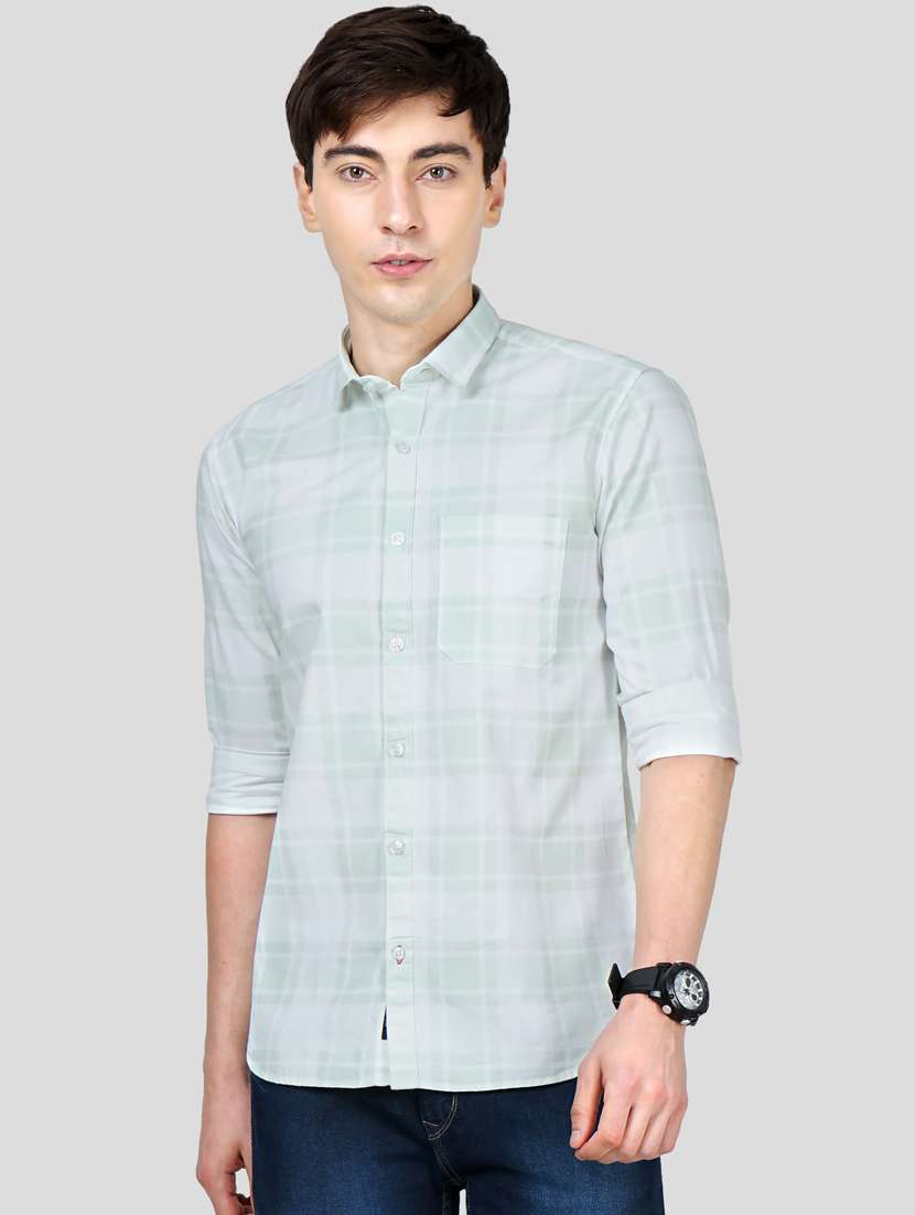 light-green checkered casual shirt - 18216306 -  Zoom Image - 0