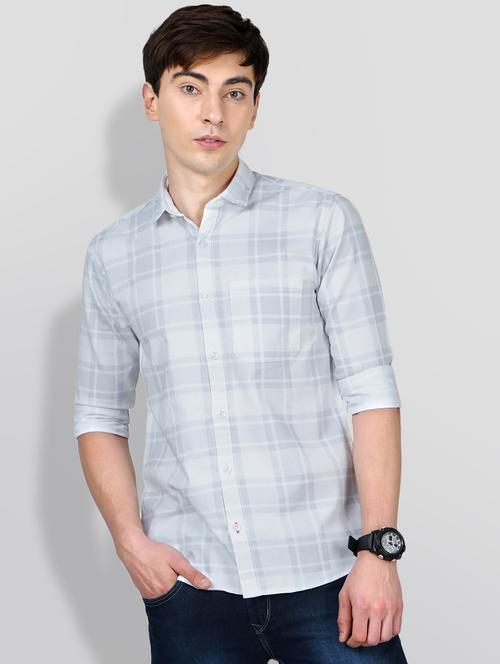 grey checkered casual shirt - 18216309 - Standard Image - 0