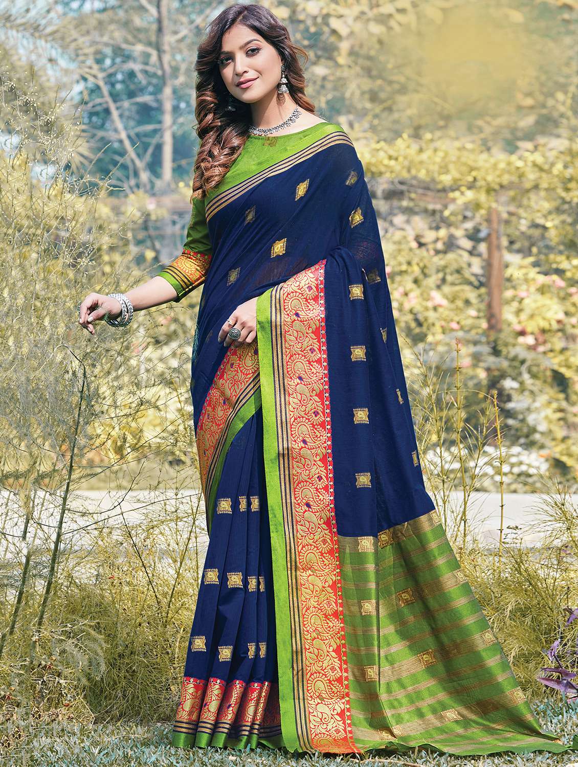 self design woven saree 