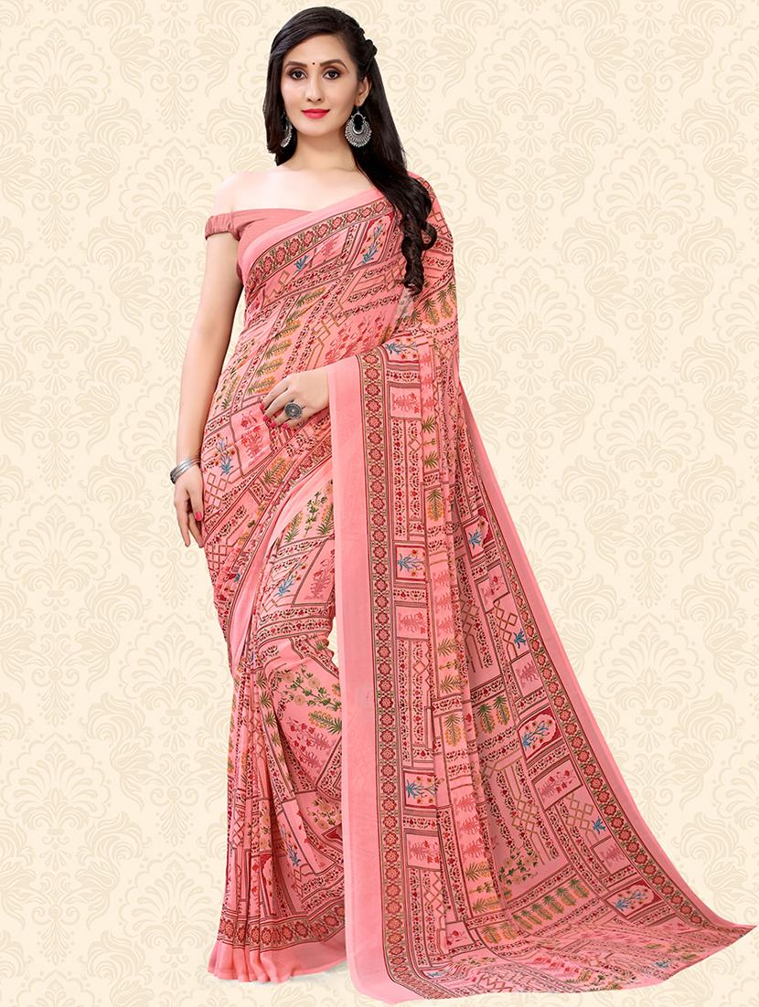 floral printed saree with blouse - 18217190 -  Zoom Image - 0