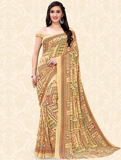 floral printed saree with blouse - 18217192 -  Standard Image - 0