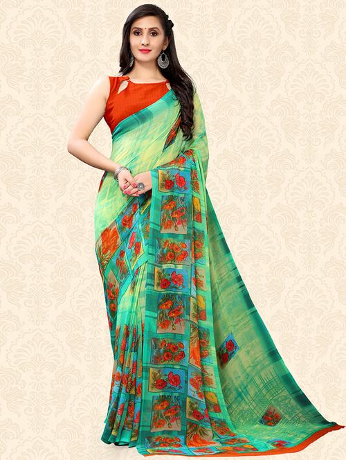 floral printed saree with blouse - 18217200 -  Standard Image - 0