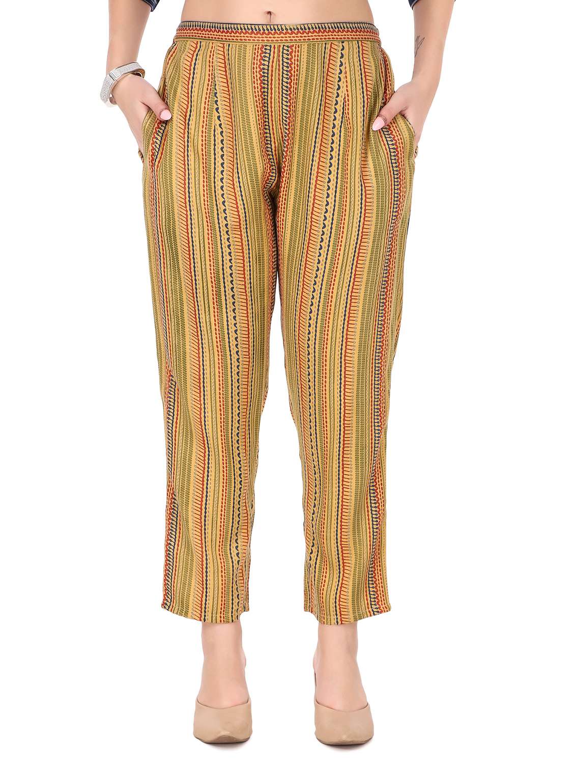 yellow rayon kurta pant set - 18217479 - Standard Image - 3