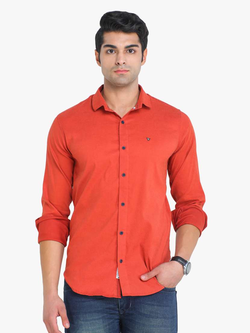 orange solid casual shirt