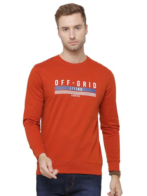 orange chest printed sweatshirt - 18218136 - Standard Image - 0