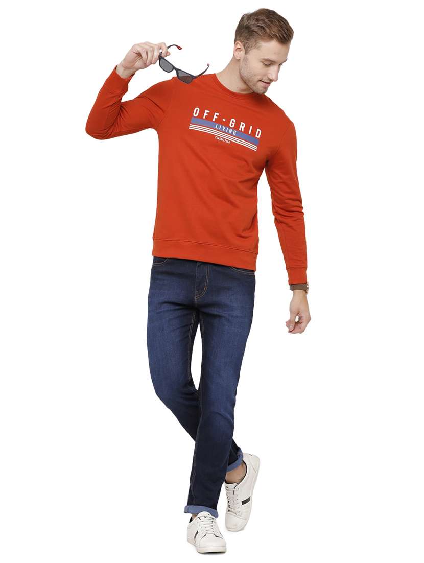 orange chest printed sweatshirt - 18218136 - Standard Image - 3