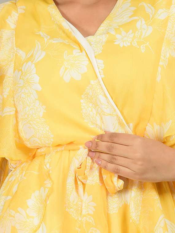 yellow chiffon wrap dress - 18218313 -  Standard Image - 3