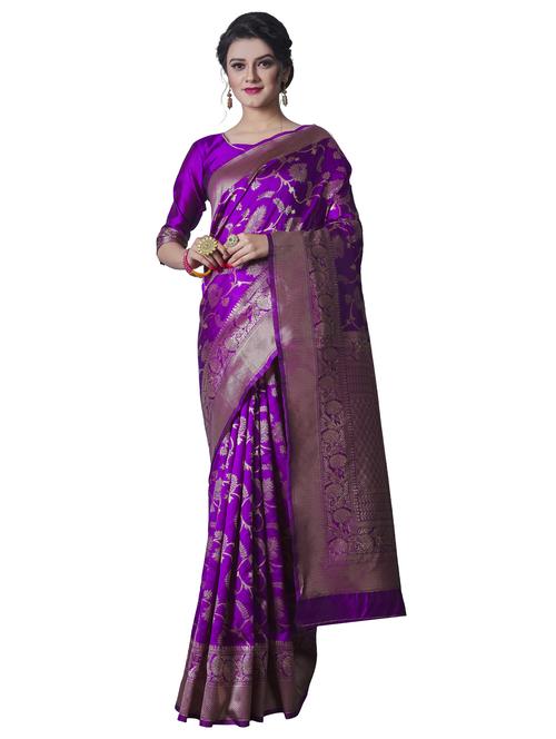 cream silk blend banarasi saree with blouse - 18218772 - Standard Image - 0