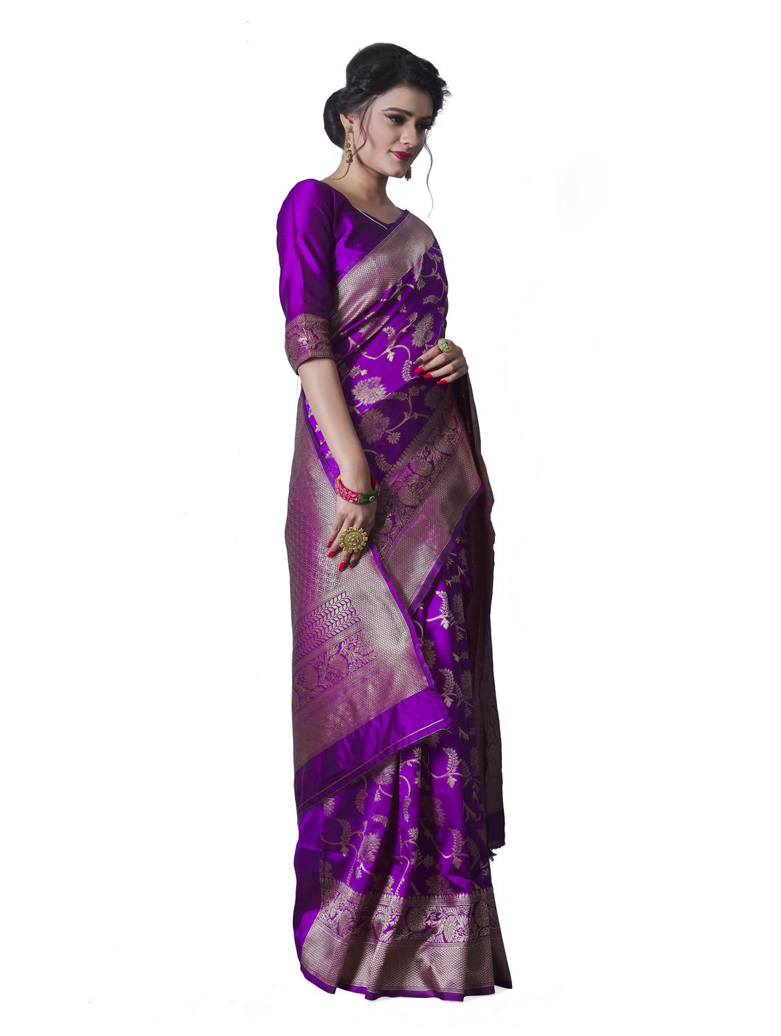cream silk blend banarasi saree with blouse - 18218772 - Standard Image - 3