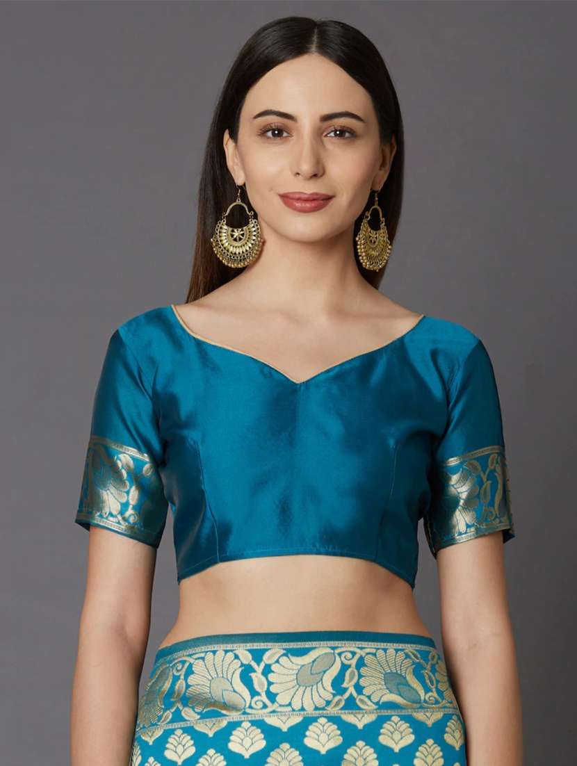 green silk blend banarasi saree with blouse - 18218773 - Standard Image - 3