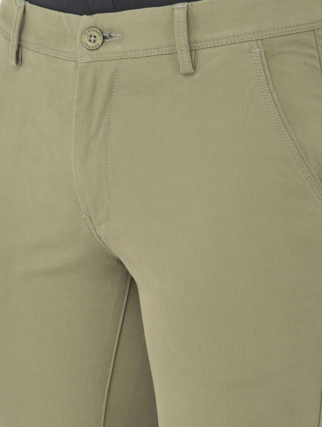 olive-green textured casual trouser - 18218802 - Standard Image - 5