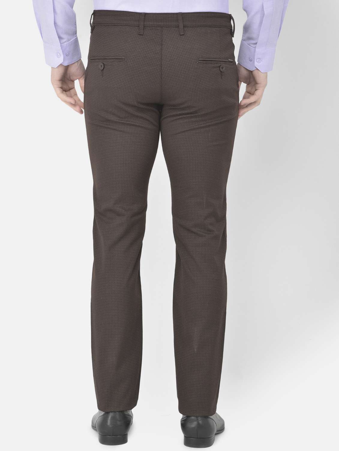 brown textured casual trouser - 18218805 -  Standard Image - 3