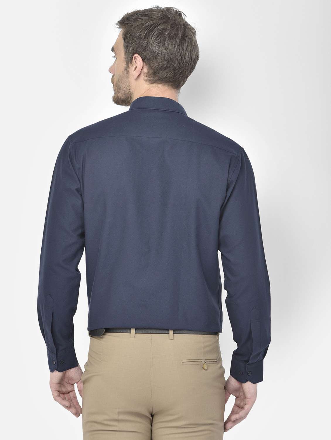 navy blue solid formal shirt - 18218819 -  Standard Image - 3