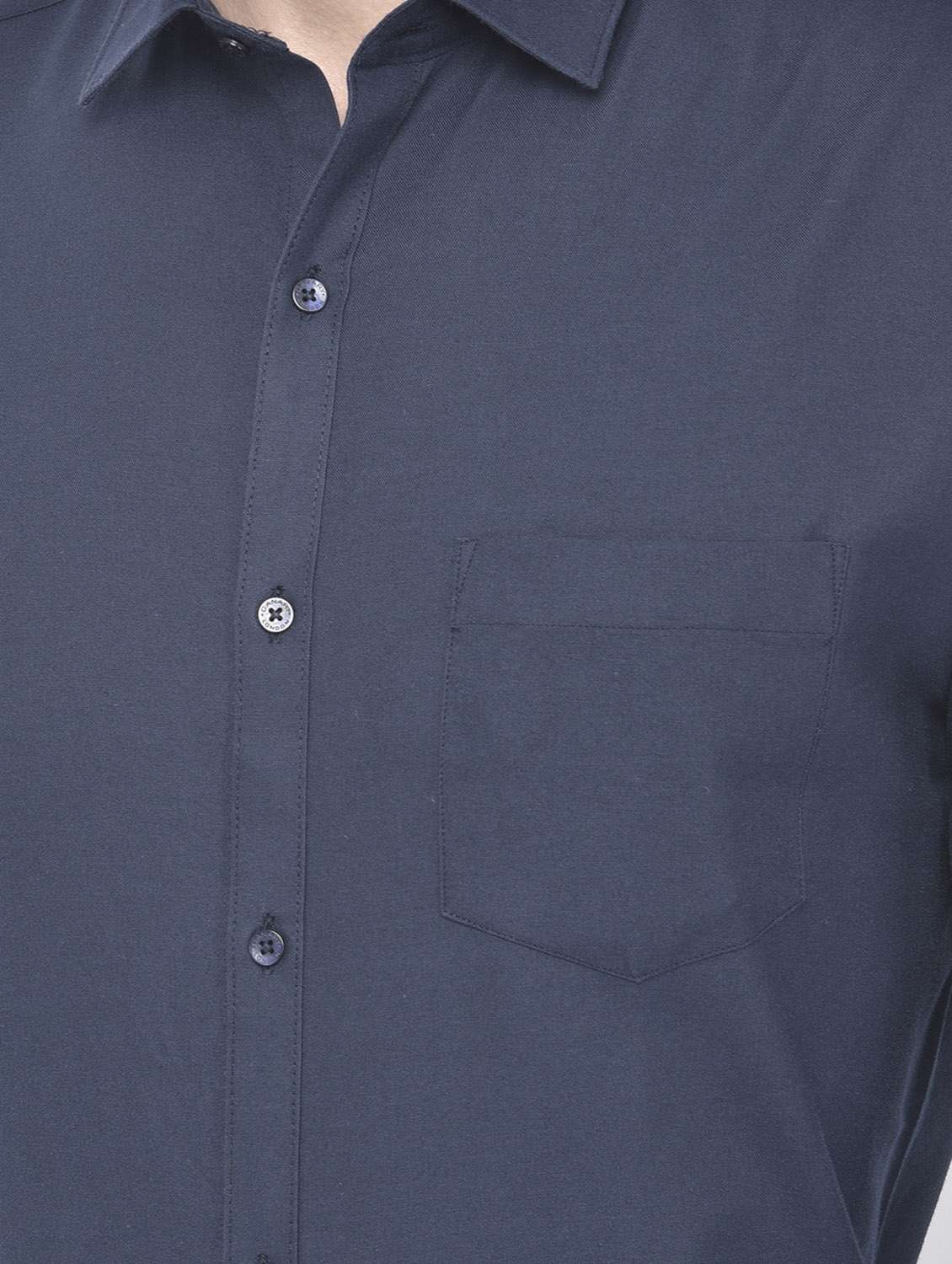 navy blue solid formal shirt - 18218819 -  Standard Image - 5