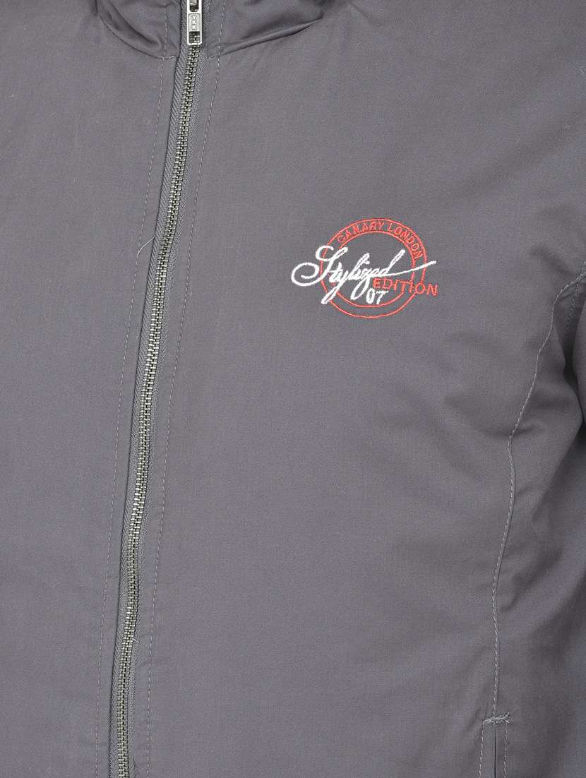 grey solid casual jacket - 18218829 - Standard Image - 5