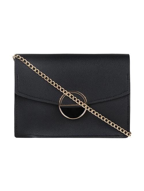 black solid structured sling bag - 18219519 -  Standard Image - 0
