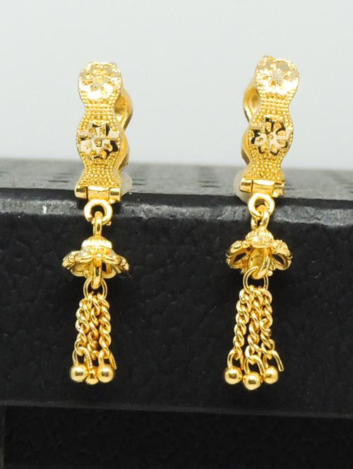 gold brass jhumka earring - 18220728 - Standard Image - 0