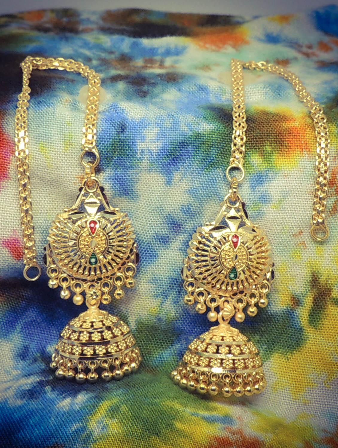 gold brass jhumka earring