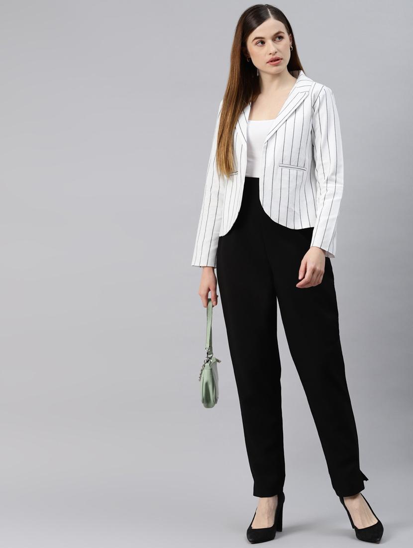 open-front lapel-collared striped formal blazer - 18221304 - Standard Image - 3