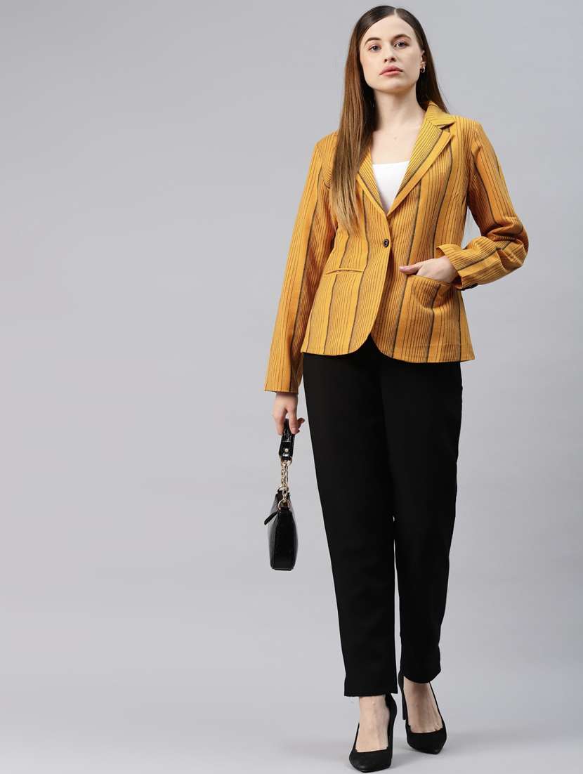single-breasted lapel-collared striped formal blazer - 18221307 - Standard Image - 3