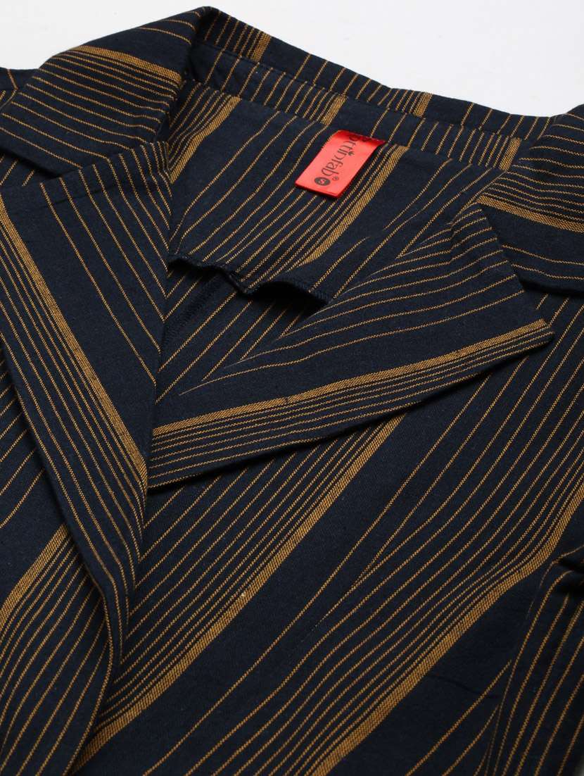 single-breasted lapel-collared striped formal blazer - 18221310 -  Standard Image - 5