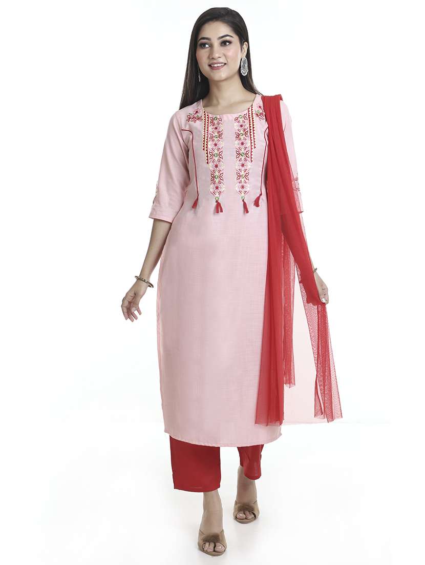 pink art silk kurta pant set - 18221367 - Zoom Image - 0