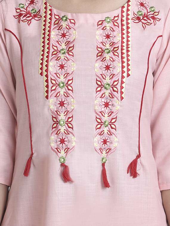 pink art silk kurta pant set - 18221367 - Standard Image - 3