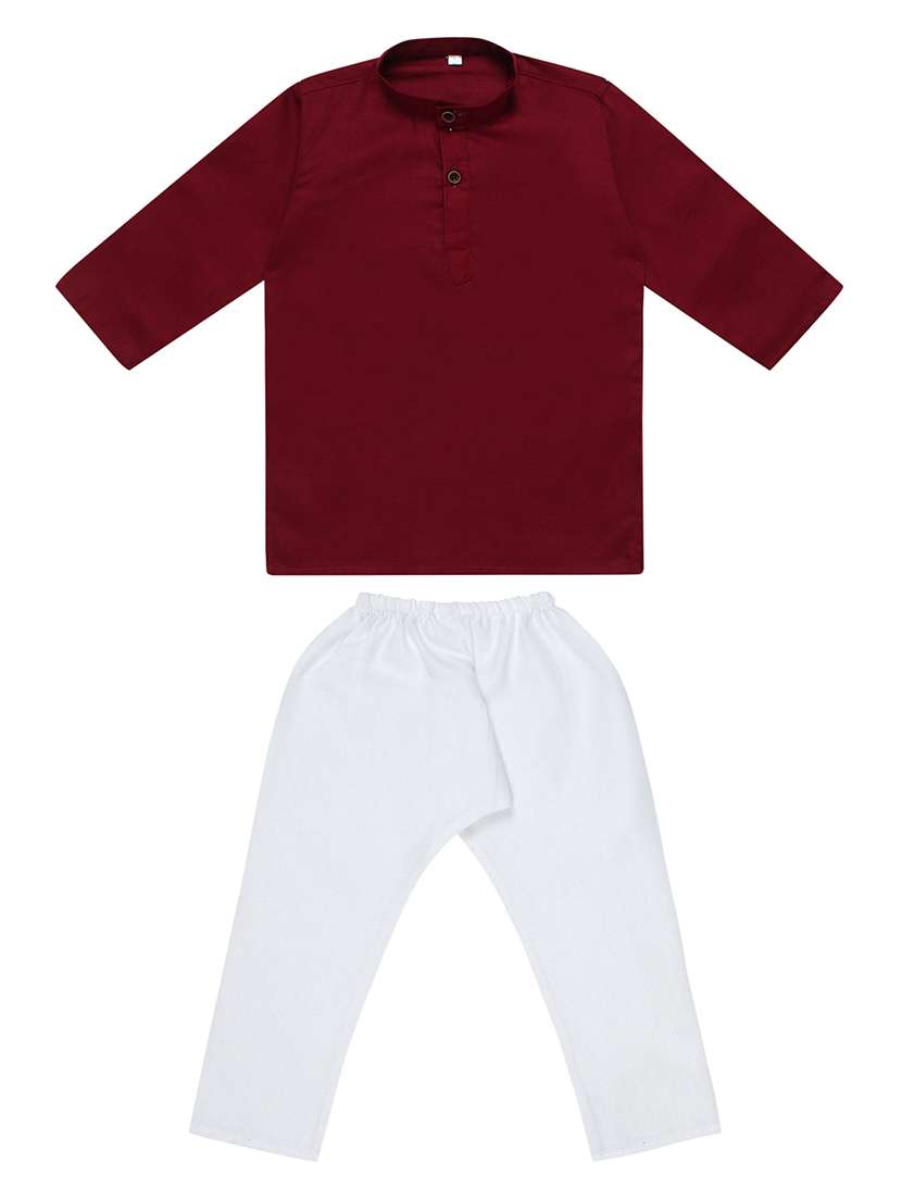 brown solid kurta set