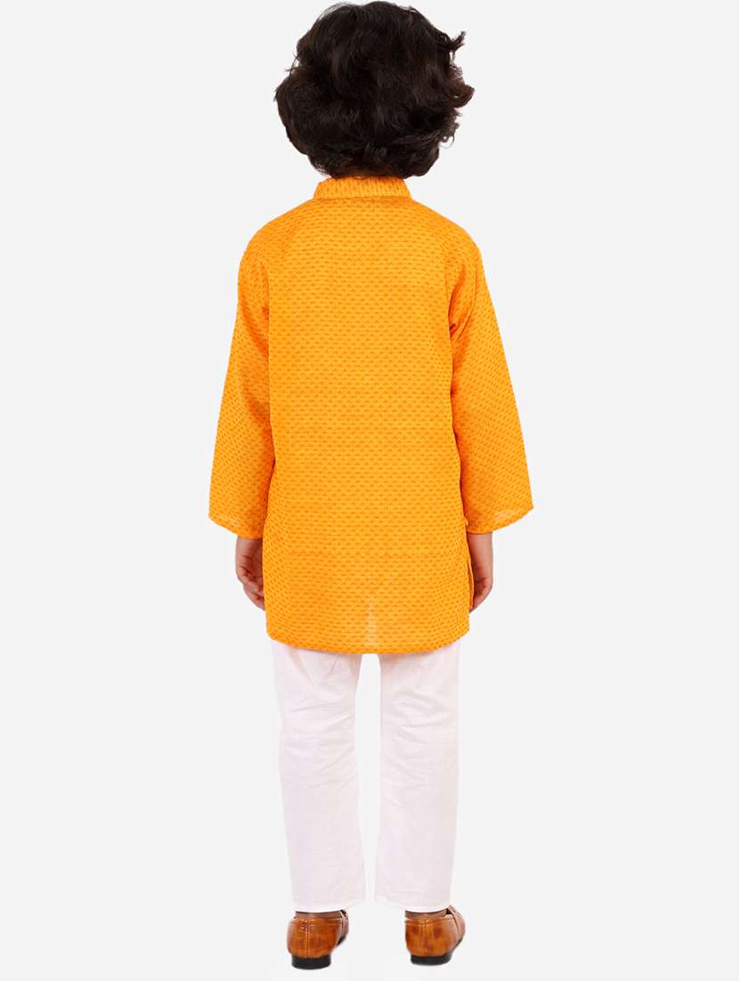 orange checked kurta set - 18221756 - Standard Image - 3