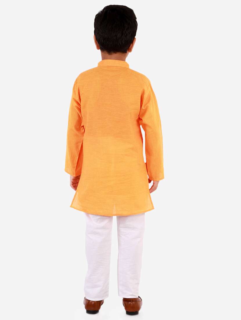 orange solid kurta set - 18221759 - Standard Image - 3