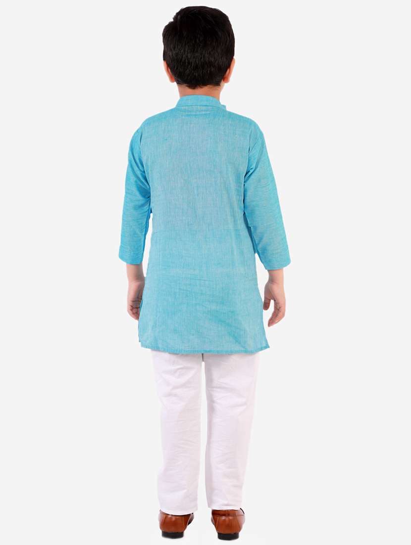 light blue solid kurta set - 18221761 - Standard Image - 3