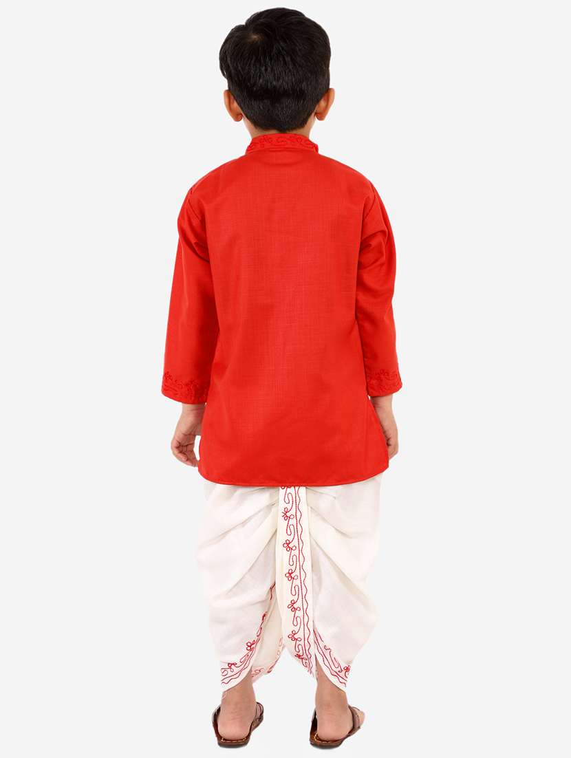red solid kurta set - 18221768 - Standard Image - 3