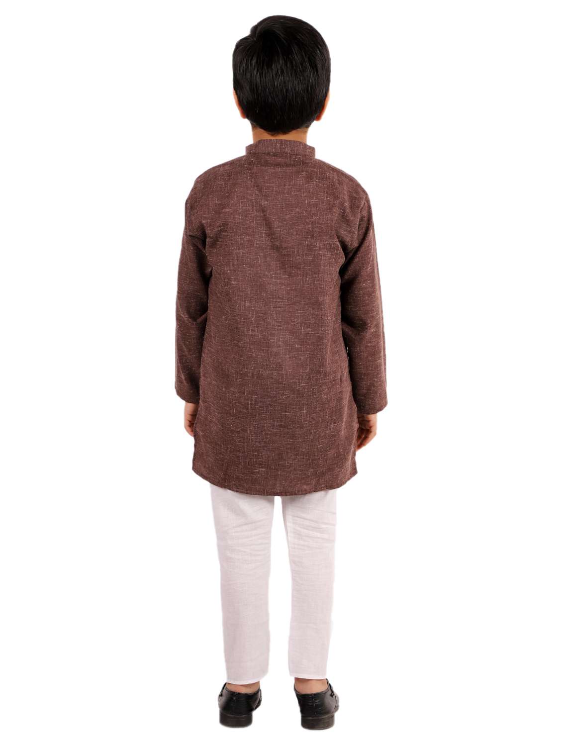 brown solid kurta set - 18221772 -  Standard Image - 3
