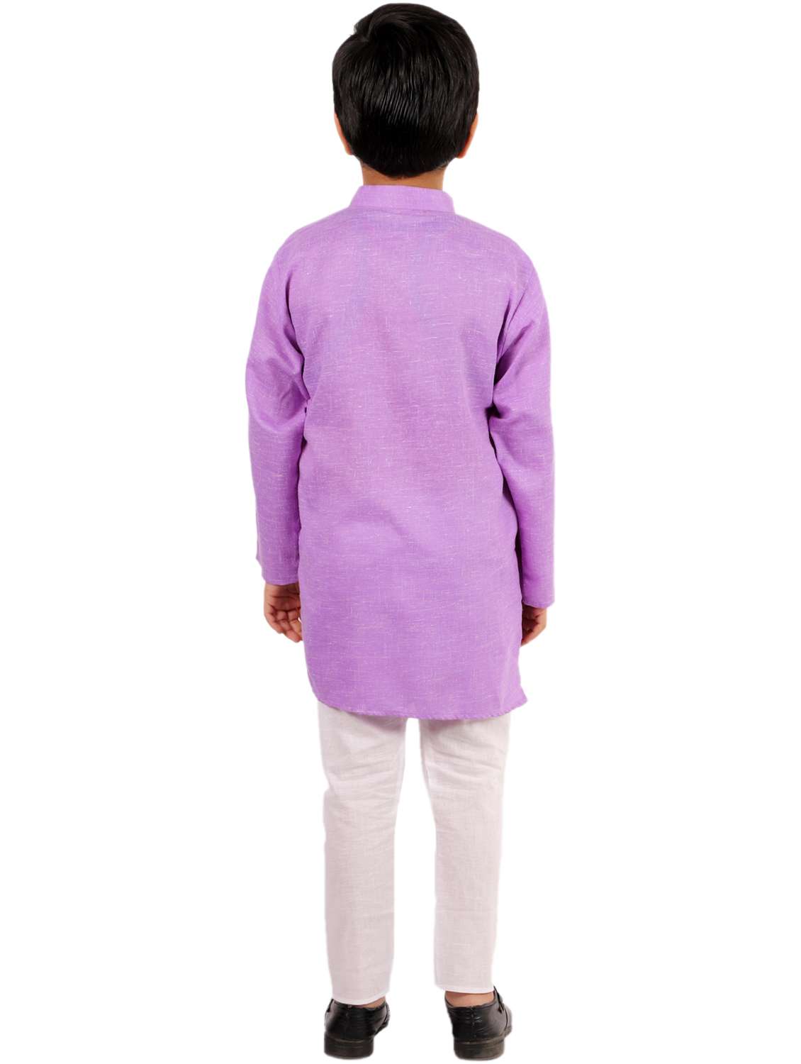 purple solid kurta set - 18221776 - Standard Image - 3