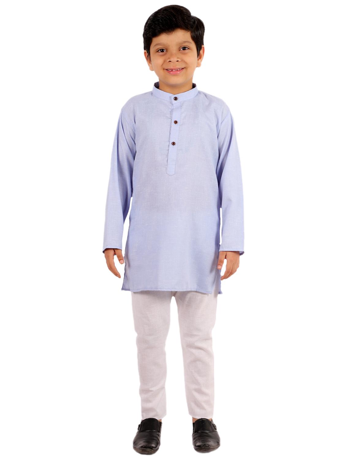 light blue solid kurta set - 18221778 - Zoom Image - 0
